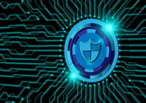 Digital blue shield. Data protection business internet technology cyber security Stock Illustration