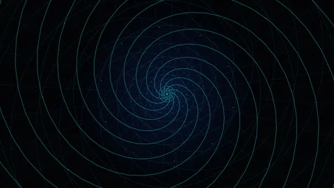 Digital blue spiral tunnel loop featuring glowing dots and motion lines Stock Footage 346737289