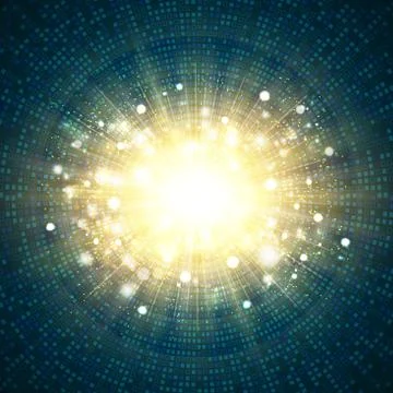 Digital blue technology square circle of gold glitter burst center background イラスト素材