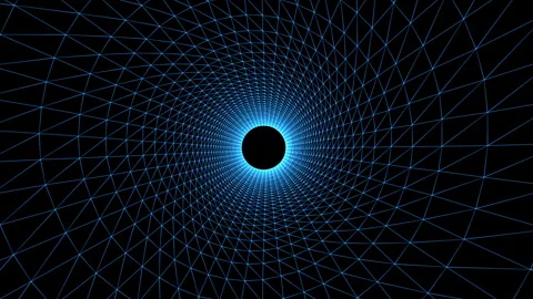 Digital blue tunnel with light effect video animated background Stock Footage 340702719