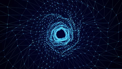 Digital blue tunnel wireframe with light effect video animated background Stock Footage 340702745