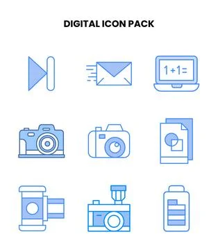 Digital Blue Vector Icons Pack Ilustración de archivo