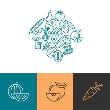 Digital blue vegetable icons set Illustrazione stock