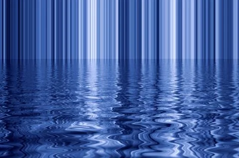 Digital blue vertical lines and water effect reflection. Ilustración de archivo