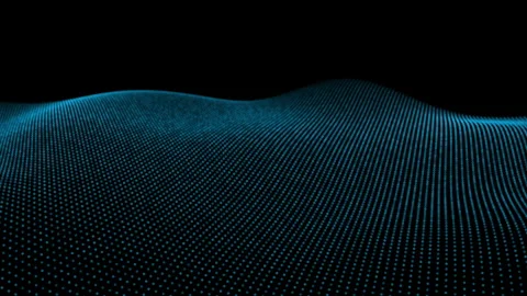 Digital Blue Wave on Black Background conveys futuristic design with Stock Footage 276586573