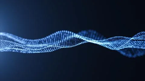 Digital blue wave particles background, 3d rendering. Stock Illustration