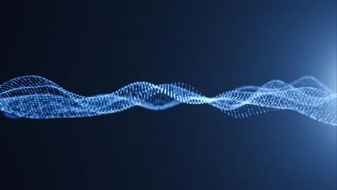 Digital blue wave particles background, 3d rendering. Stockillustratie