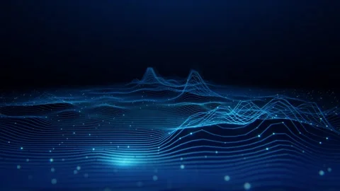 Digital Blue Wave Terrain Technology Abstract Background 3D Data Landscape Stock Footage 335642829