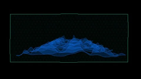 Digital Blue Waveform Graphical Data Visualization on Dark Grid Background Stock Footage 341917872