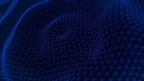 Digital blue waves, Abstract cyber with wavy shape particles Stock Footage 337020117