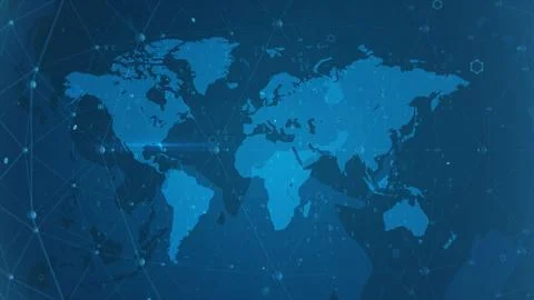 Digital Blue World Map with Network Connections and Data Points 스톡 일러스트