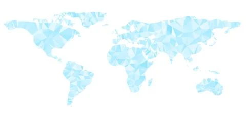 Digital blue world map is shining diamond triangles style. Vector illustration 스톡 일러스트