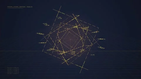 Digital Blueprint HUD Interface: 3D Wireframe Model with Data Visualization Stock Footage 348416548