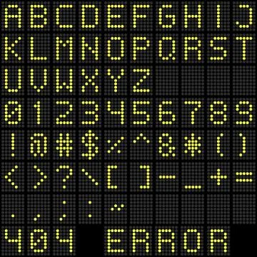 Digital board vector template, led board with letters and numbers 스톡 일러스트