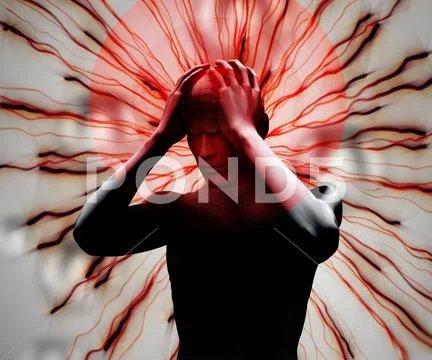 Digital body with headache Stock Illustration