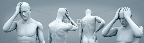 Digital body's having headaches Stock Illustration