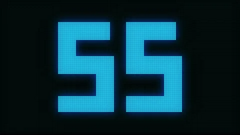 Digital Bold 60 Seconds LED Countdown Style Animation on Black Background Video stock 154070899