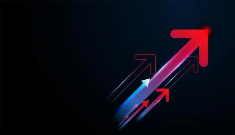Digital Bold red and blue arrows extend upward, representing digital transf.. Stock Illustration