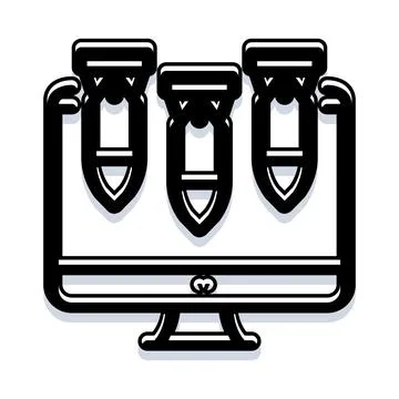 Digital bomb attack concept on computer monitor Stock Illustration