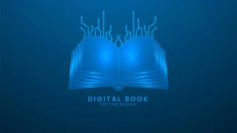 Digital book with circuit board. Artificial Intelligence and Machine Techno.. Stock Illustration