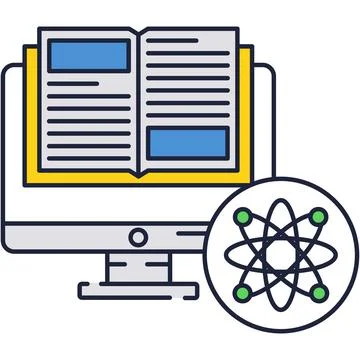 Digital book e-learning, online school class icon Stock Illustration