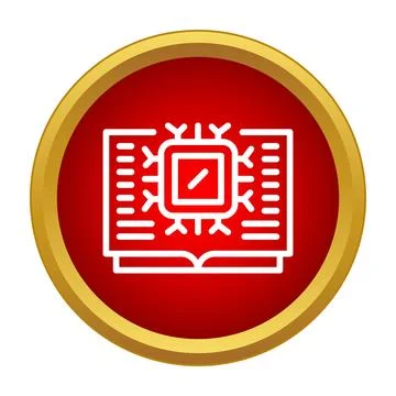 Digital book icon with microchip for online education イラスト素材