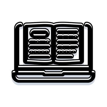 Digital book opening on laptop for e learning concept Stock Illustration