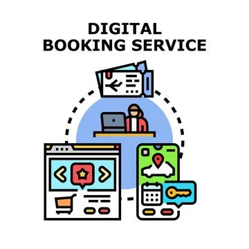 Digital booking service concept for online reservations Illustrazione stock