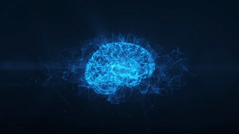 Digital Brain AI Artificial Intelligence Deep Data Machine Learning. Loop 4k Stock Footage 120654888