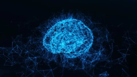 Digital Brain AI Artificial Intelligence Deep Data Machine Learning. Loop 4k Stock Footage 128201954