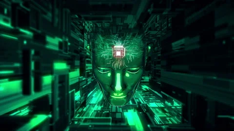 Digital Brain Ai Technology in a 3D animation Stock Footage 239098848