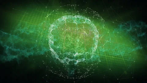 Digital brain and neural network animation over green abstract background 스톡 동영상 303877188