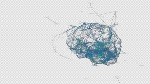 Digital brain  and number running, Transparent background. Video stock 241738484
