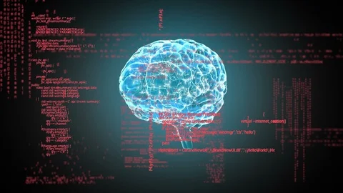 Digital brain and program codes Stock Footage 107687669