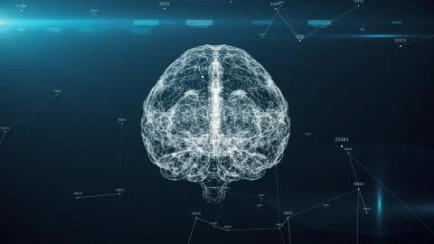 Digital brain artificial intelligence AI big data deep learning computer mach Stock Illustration