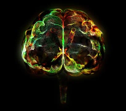 Digital brain. Artificial Intelligence Deep Learning Process Stock Illustration