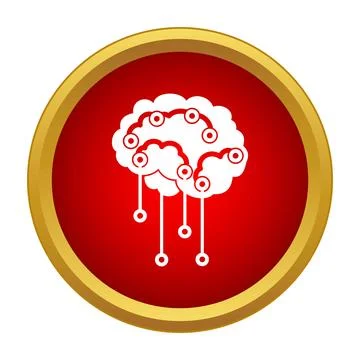 Digital brain artificial intelligence neural network technology icon 스톡 일러스트