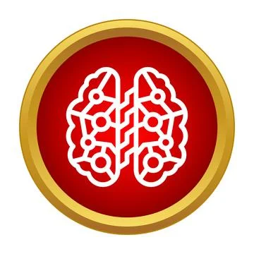 Digital brain artificial intelligence neural network technology icon Stock Illustration