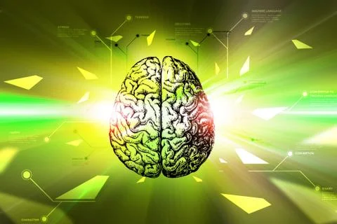 Digital brain in color background Illustrazione stock