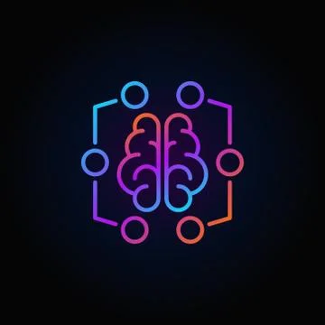 Digital brain colorful icon - vector machine learning symbol Illustrazione stock