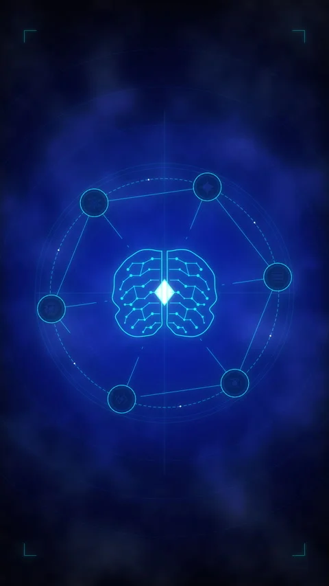 Digital brain connectivity with glowing nodes, neural network data flow, fu.. Stock Footage 348327779