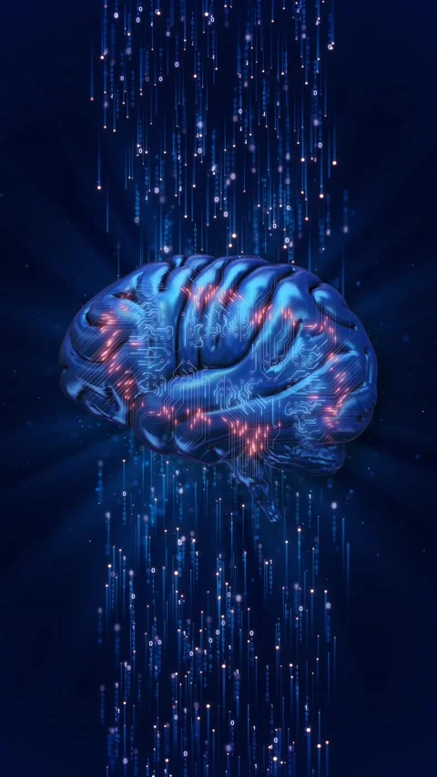 Digital Brain Data Streams data streams, artificial intelligence. binary data Stock Footage 306579802