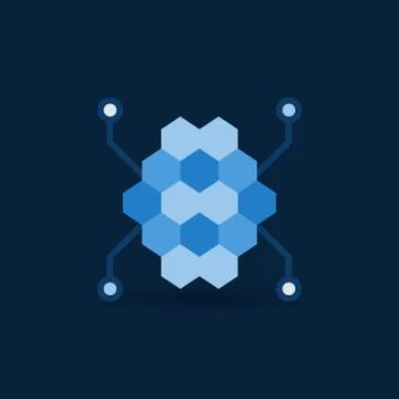 Digital brain flat icon. Vector artificial intelligence symbol 스톡 일러스트