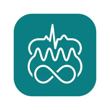 Digital brain frequency icon with teal abstract wave graph. Stock-Illustration