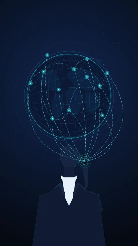 Digital brain globe network animation in dark cyber space loop Stock Footage 346543283