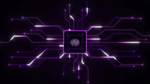 Digital brain glowing circuit board connections. 4K Vídeos de archivo 344577568