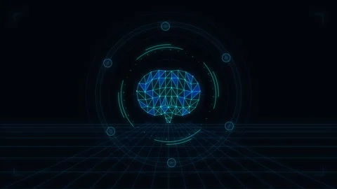 Digital brain hologram, artificial intelligence data processing, cyber neur.. Stock Footage 348327819