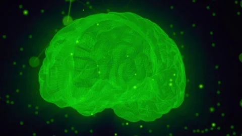 Digital brain hologram spinning inside dark virtual network environment Stock-Footage 341801596