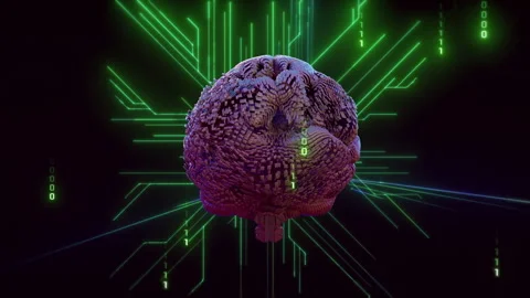 Digital Brain Hologram Tech Motion Stock Footage 311573005