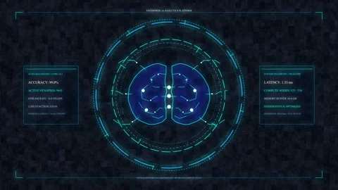 Digital brain hud interface scan, neuroscience medical data tech, futuristi.. Stock Footage 348327880